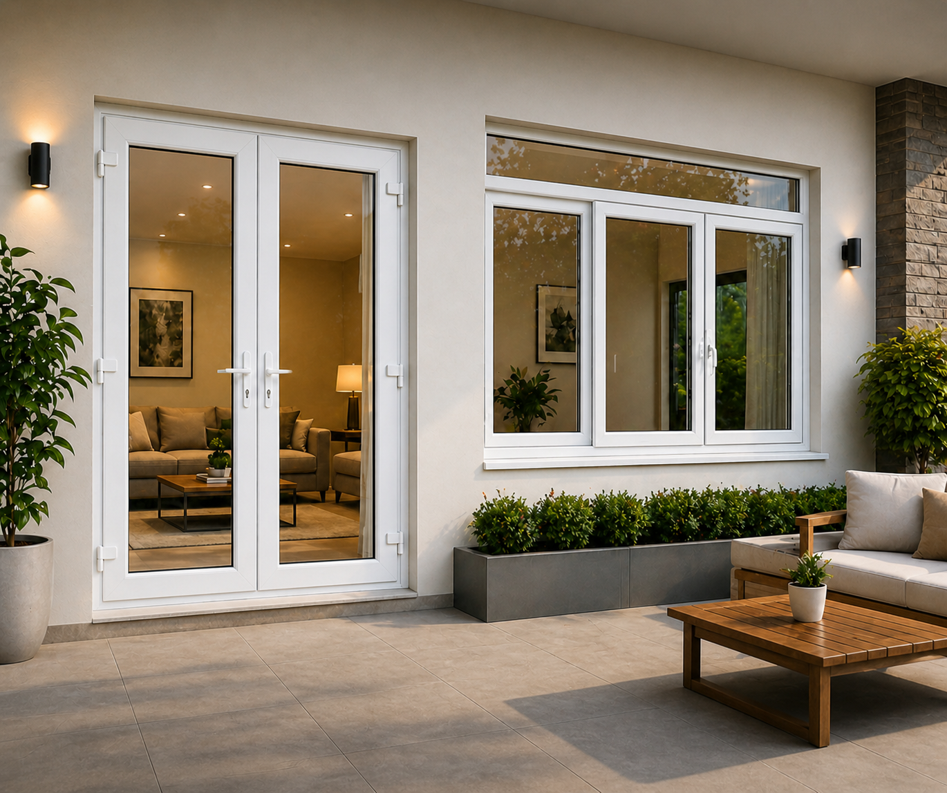 High-performance uPVC window installation in a modern Coimbatore home – double glazed for thermal insulation and soundproofing